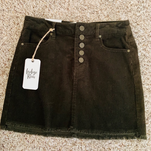 Indigo Rein Dresses & Skirts - Indigo Rein Dark Green Denim Skirt